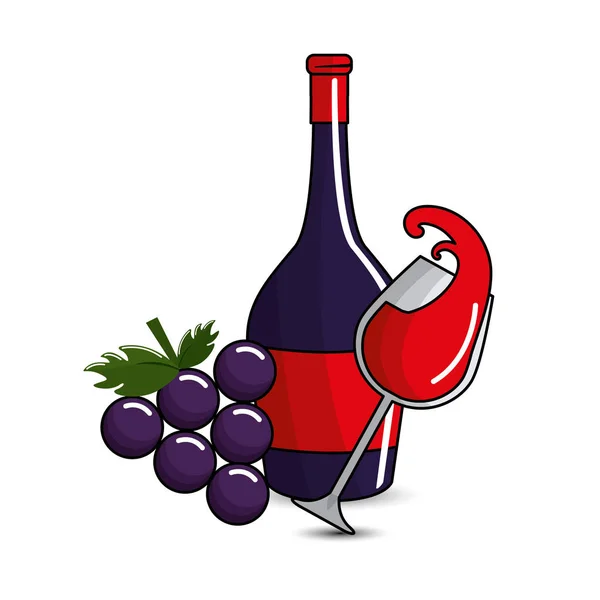 Éclaboussures Verre Bouteilles Icône Vin Raisin Illustration Vectorielle — Image vectorielle