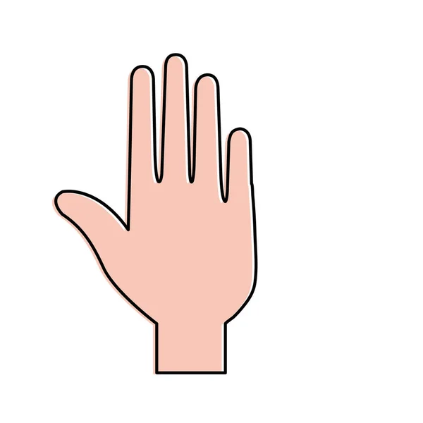 Handfläche Hand Mit Fingern Über Weißem Hintergrund Vektor Illustration — Stockvektor