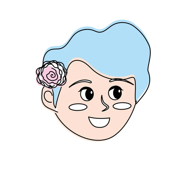 Avatar Feliz Mulher Rosto Com Penteado Design Vetor Ilustração — Vetor de Stock