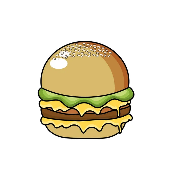 Lezzetli Hamburger Fast Food Yemek Vektör Çizim — Stok Vektör