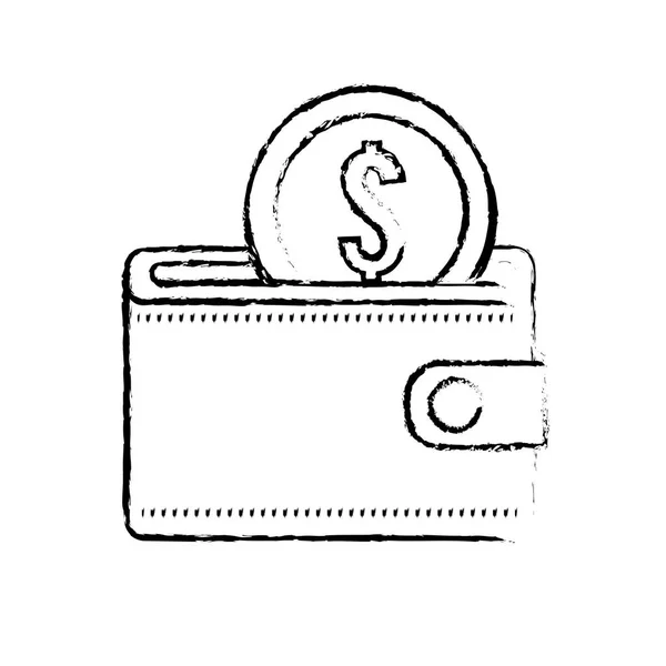 Obrázek Peněženku Penězi Mince Uvnitř Vektorové Ilustrace — Stockový vektor
