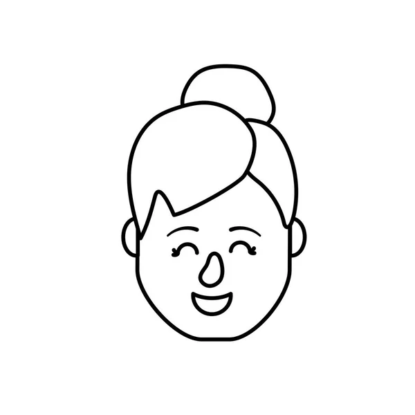 Linia Avatar Kobieta Głowy Projekt Fryzurę Ilustracja Wektorowa — Wektor stockowy