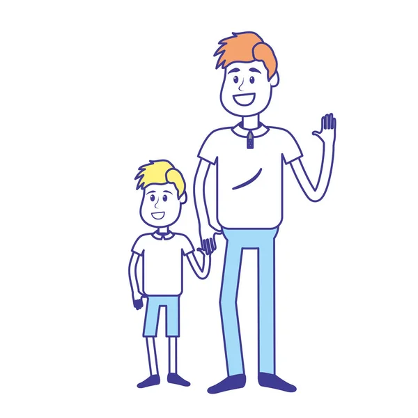 Glücklicher Mann Mit Seinem Sohn Der Hand Vektorillustration — Stockvektor