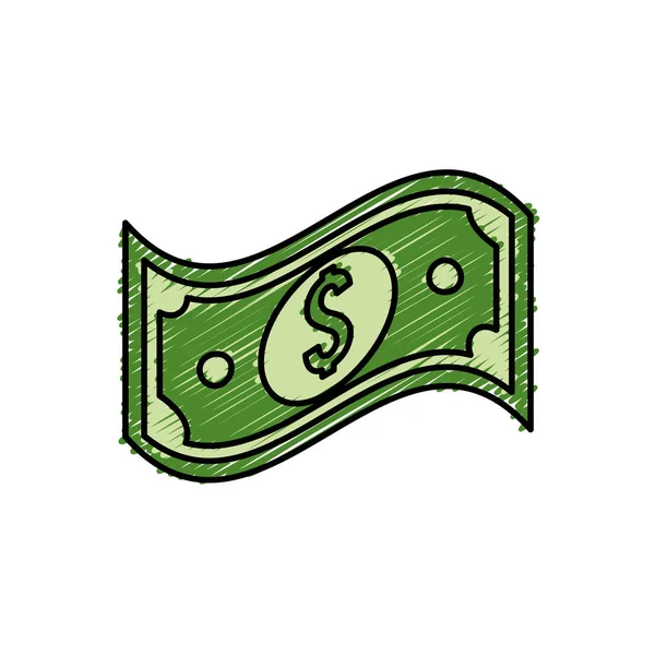 Moneta Verde Del Dollaro Della Fattura Disegno Illustrazione Vettoriale — Vettoriale Stock