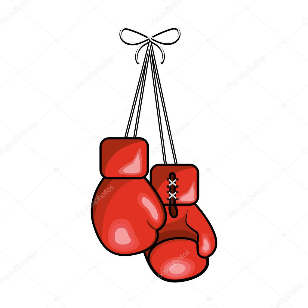 color boxing gloves hanging icon, vector illustraction design
