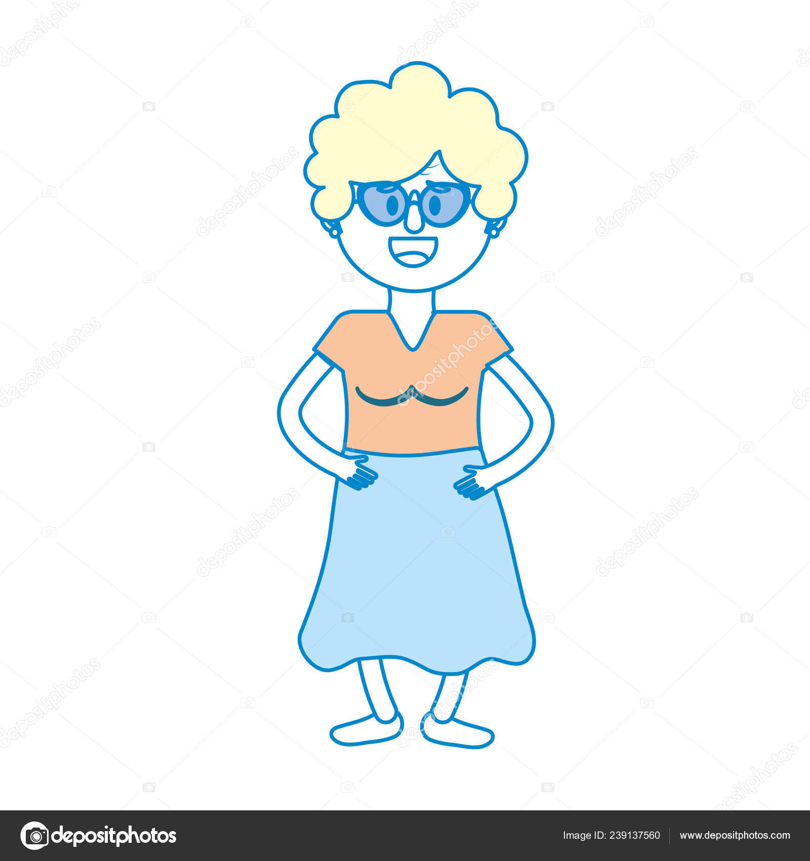 Old Woman Glasses Hairstyle Vector Illustration Stock Vector