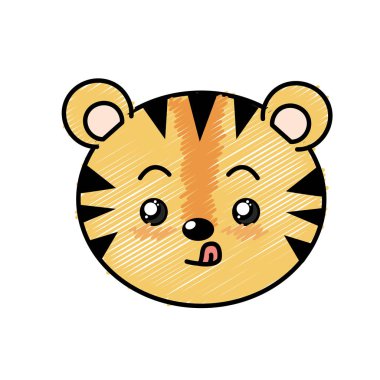 sevimli vahşi hayvan yüz ifade vektör çizim ile