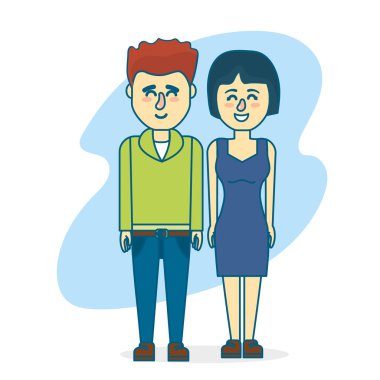 hairsty tasarım ve giyim ile şirin çift illüstrasyon vektör