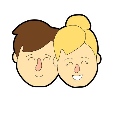 Avatar çift kafa saç modeli tasarımı ile illüstrasyon vektör