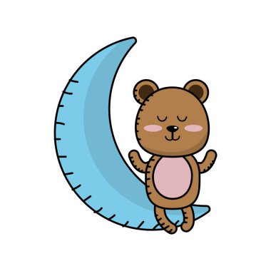 oyuncak ayı ay vektör çizim içinde oturmuş