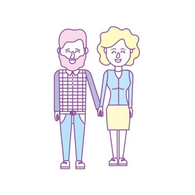 güzel bir saç modeli tasarımı ile çift illüstrasyon vektör