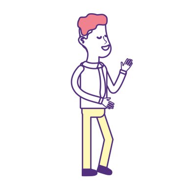 saç modeli ve şık giyim, şirin adamla illüstrasyon vektör