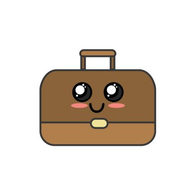 Kawaii şirin mutlu evrak çantası simge vektör çizim
