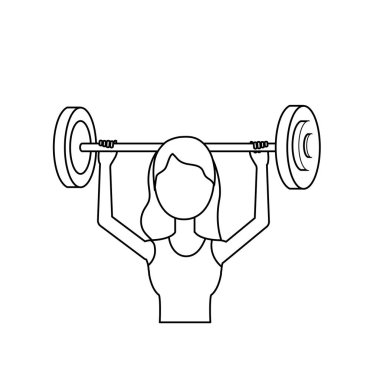 vektör çizim egzersiz halter kadınla hattı