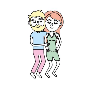 Güzellik çift saç modeli ile uyku vektör çizim tasarım