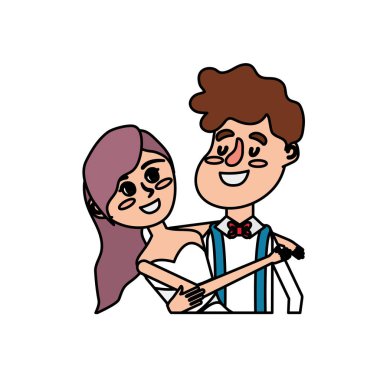 mutlu çift birlikte ve romantik kutlama vektör illüstrasyon