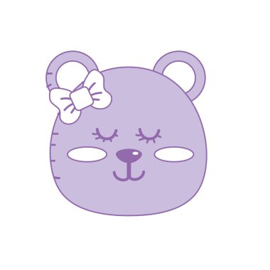 teddy bear girl head animal wild vector illustration