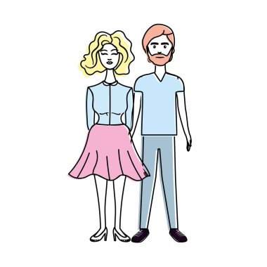 güzel çift saç modeli ve cwear, vektör çizim ile