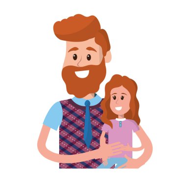güzel baba kızını elinde vektör çizim taşıma