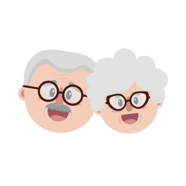 yaşlı çift yüz saç modeli vektör çizim ile