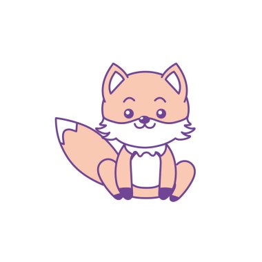 cute fox wild animal with face expression vector illustration