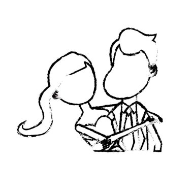 mutlu çift birlikte ve romantik kutlama vektör çizim şekil