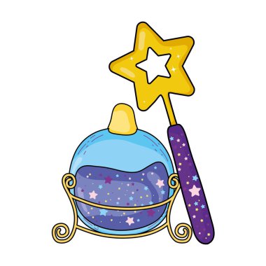 sihirli iksir şişesi değnek vektör çizim tasarım ile