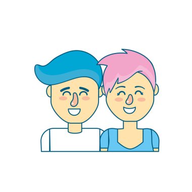 güzel bir saç modeli tasarımı ile çift illüstrasyon vektör