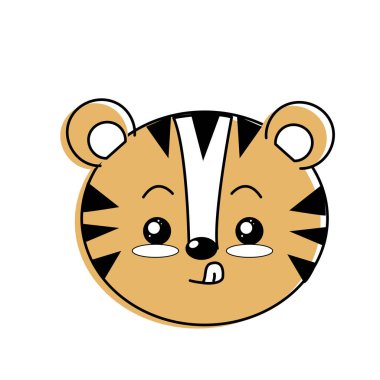 sevimli vahşi hayvan yüz ifade vektör çizim ile