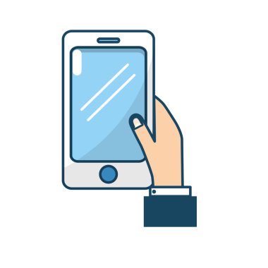 adam el vektör çizim içinde Smartphone teknoloji iletişim