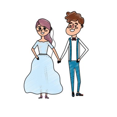 mutlu çift birlikte ve romantik kutlama vektör illüstrasyon