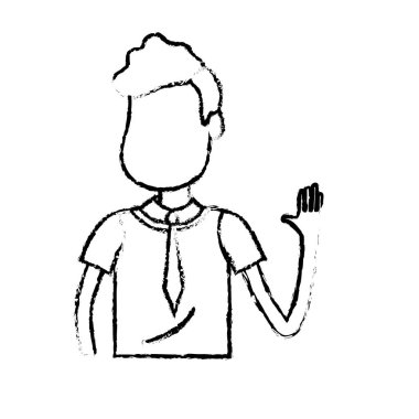 Şekil sevimli adam elinizi kaldırın ve güzel giyim, vektör çizim