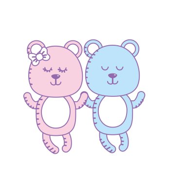 sevimli hayvan çift birlikte vektör çizim ayı