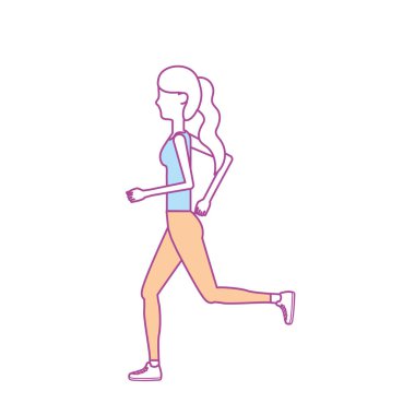 sağlıklı kadın egzersiz vektör illüstrasyon tasarımı yapıyor