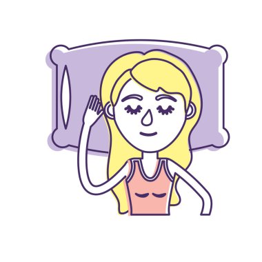 woman with hairstyle desing sleeping vector illustration