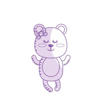 siluet sevimli ayı kız vahşi hayvan karakter vektör çizim