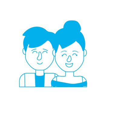 siluet saç modeli tasarımı ile güzel bir çift illüstrasyon vektör