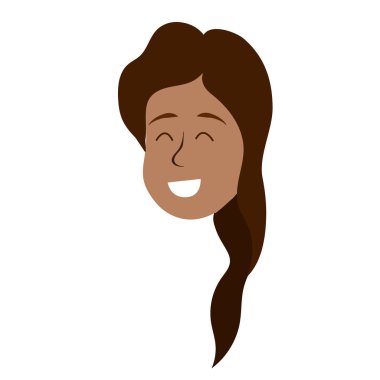 mutlu sevimli kadın yüz saç modeli, vektör çizim ile