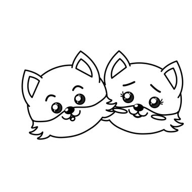 satır şirin çift vahşi hayvan güzel ifade vektör çizim ile