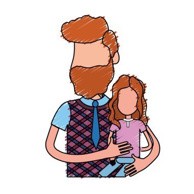 güzel baba kızını elinde vektör çizim taşıma