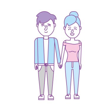 güzel bir saç modeli tasarımı ile çift illüstrasyon vektör