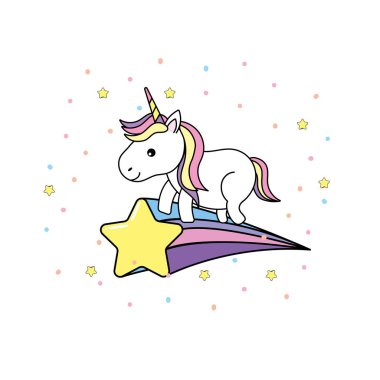 boynuz ve yıldız tasarlamak vektör olan sevimli at