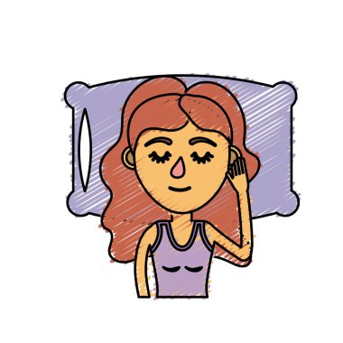woman with hairstyle desing sleeping vector illustration