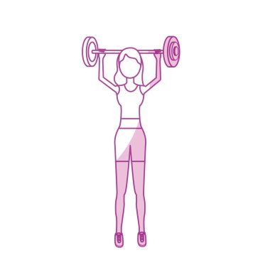 dumbbell ile siluet kadın egzersiz vektör illüstrasyon yapmak