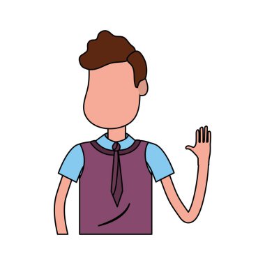 elinizi kaldırın ve güzel giyim, vektör çizim ile şirin adam