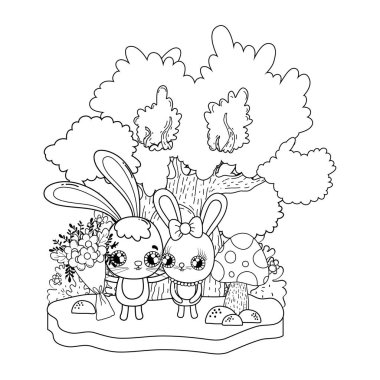 Sevgililer günü tebrik kartı sevimli tavşan ile. Vektör çizim