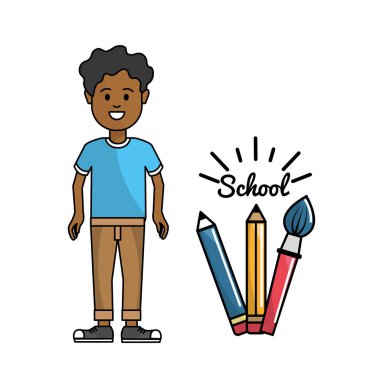 öğrenci kalemler ve boya fırça sanat, vektör çizim ile