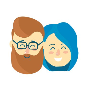 Avatar çift kafa saç modeli tasarımı ile illüstrasyon vektör