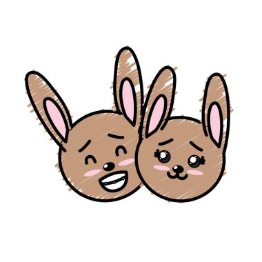 şirin çift vahşi hayvan güzel ifade vektör çizim ile