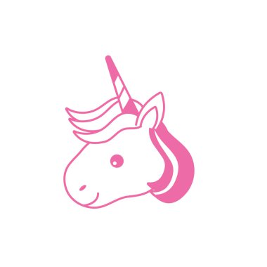 siluet şirin tek boynuzlu at kafası boynuz ve saç şekli vektör çizim ile